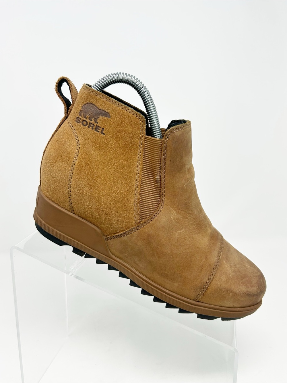 SOREL Evie II Wedge Chelsea Bootie Womens Brown Pull-On Lug Sole Size 6.5